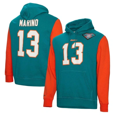 Shop Mitchell & Ness Dan Marino Aqua Miami Dolphins Retired Player Name & Number Pullover Hoodie