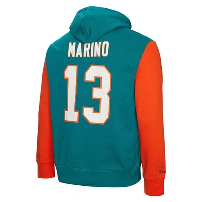 Shop Mitchell & Ness Dan Marino Aqua Miami Dolphins Retired Player Name & Number Pullover Hoodie