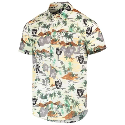 Shop Foco Cream Las Vegas Raiders Paradise Floral Button-up Shirt