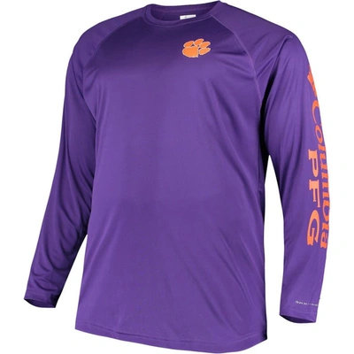 Shop Columbia Purple Clemson Tigers Big & Tall Terminal Tackle Long Sleeve Omni-shade T-shirt