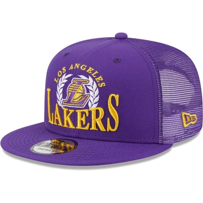 Shop New Era Purple Los Angeles Lakers Bold Laurels 9fifty Snapback Hat