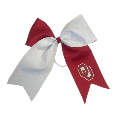 Shop Usa Licensed Bows Oklahoma Sooners Jumbo Glitter Bow With Ponytail Holder In Crimson