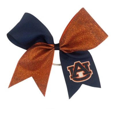 Shop Usa Licensed Bows Auburn Tigers Jumbo Glitter Bow With Ponytail Holder In Navy