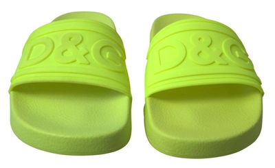 Shop Dolce & Gabbana Yellow Green Sandals Slides Women's Shoes
