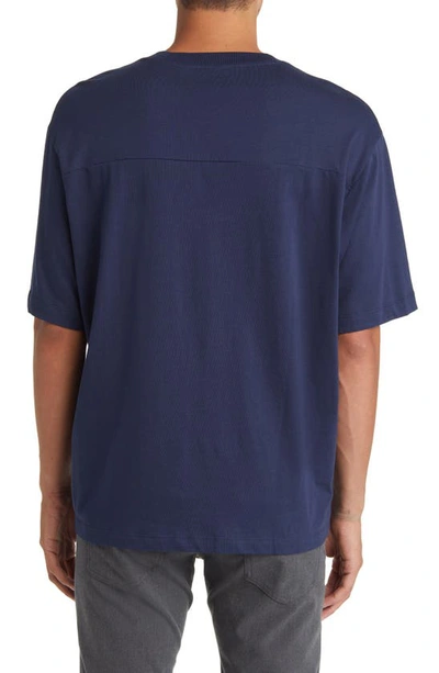 Shop Emporio Armani Embossed Oversize T-shirt In Navy Blazer