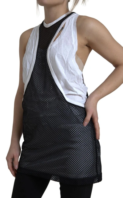Dsquared2 Black White Crewneck Sleeveless Tank Top In Black And White