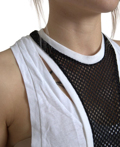 Dsquared2 Black White Crewneck Sleeveless Tank Top In Black And White