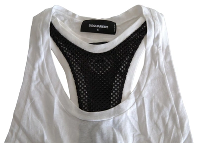 Shop Dsquared² Monochrome Cotton-linen Blend Tank Women's Top In Black And White
