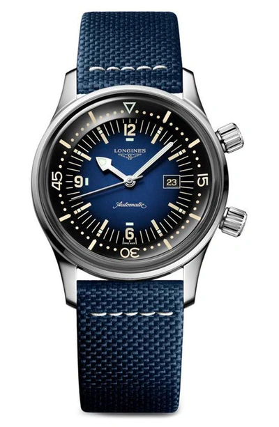 Shop Longines Legend Diver Automatic Strap Watch, 36mm In Blue