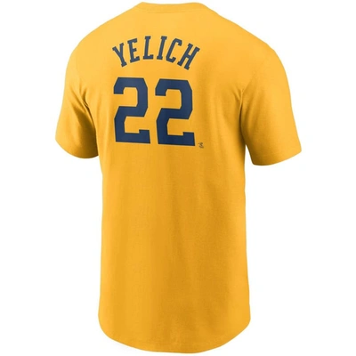 Shop Nike Christian Yelich Gold Milwaukee Brewers Name & Number T-shirt
