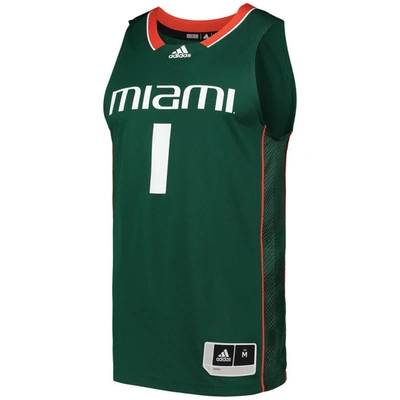 Shop Adidas Originals Adidas #1 Green Miami Hurricanes Swingman Basketball Jersey