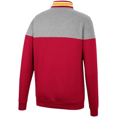 Shop Colosseum Heathered Gray/cardinal Iowa State Cyclones Be The Ball Quarter-zip Top