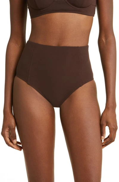 Shop Ulla Johnson Zahara High Waist Bikini Bottoms In Espresso