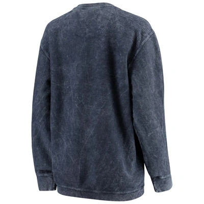 Pressbox Navy Ole Miss Rebels Comfy Cord Vintage Wash Basic Arch Pullover Sweatshirt In Navy