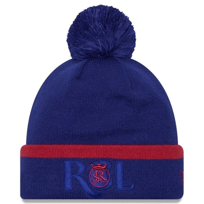 Shop New Era Blue Real Salt Lake Wordmark Kick Off Cuffed Knit Hat With Pom