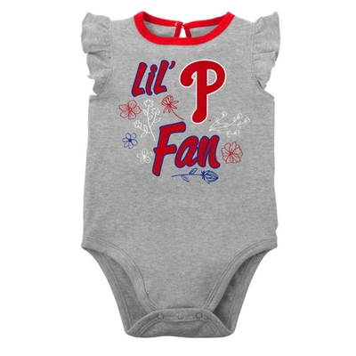 Shop Outerstuff Infant Red/heather Gray Philadelphia Phillies Little Fan Two-pack Bodysuit Set