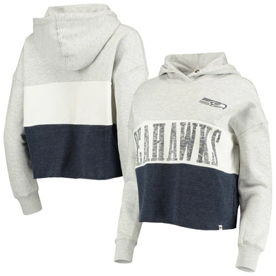 Shop 47 ' Heathered Gray Seattle Seahawks Lizzy Cutoff Pullover Hoodie In Heather Gray