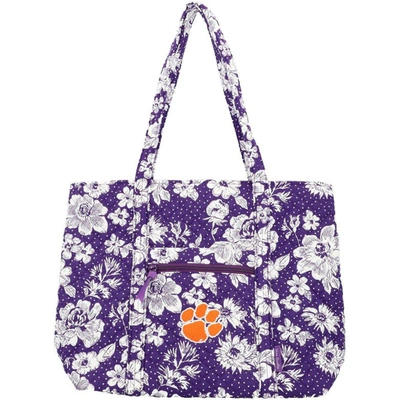 Shop Vera Bradley Clemson Tigers Rain Garden Vera Tote Bag In Purple