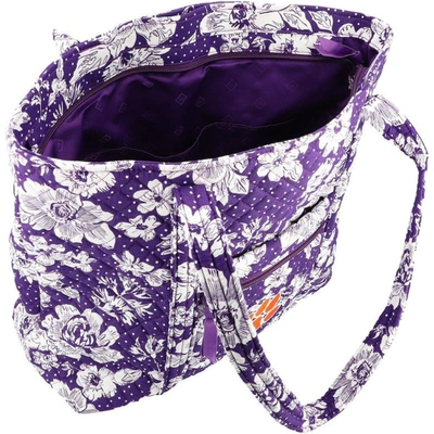 Shop Vera Bradley Clemson Tigers Rain Garden Vera Tote Bag In Purple