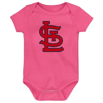 Shop Outerstuff Infant Red/navy/pink St. Louis Cardinals Baseball Baby 3-pack Bodysuit Set