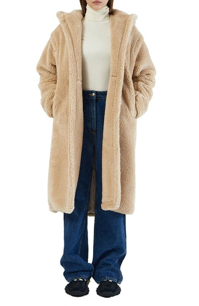 Shop Apparis Mia 2 Pluche™ Hooded Faux Shearling Coat In Toffee
