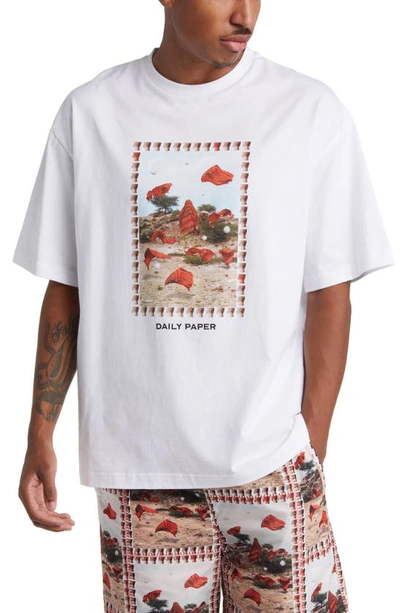 Shop Daily Paper Rashad Desert Cotton Graphic T-shirt In White