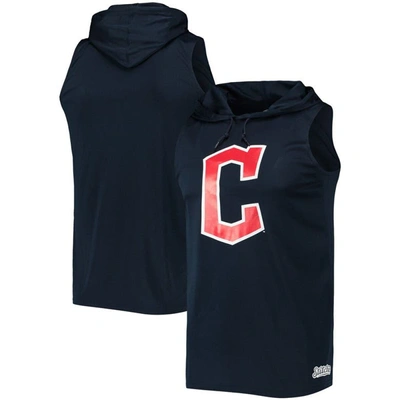 Shop Stitches Navy Cleveland Guardians Sleeveless Pullover Hoodie