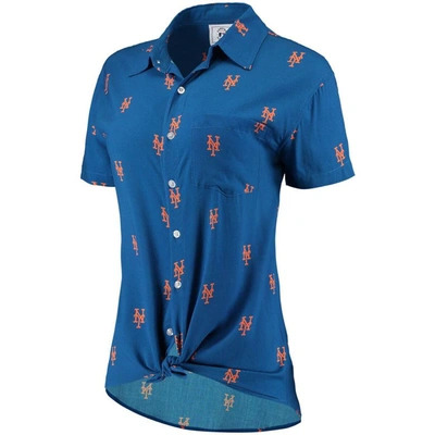 Shop Foco Royal New York Mets All Over Logos Button-up Shirt