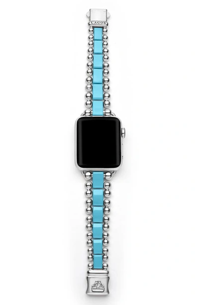 Shop Lagos Smart Blue Caviar Ceramic & Stainless Steel 20mm Apple Watch® Watchband In Blue Ceramic