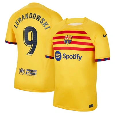 Shop Nike Youth  Robert Lewandowski Yellow Barcelona 2022/23 Fourth Breathe Stadium Replica Player Jersey