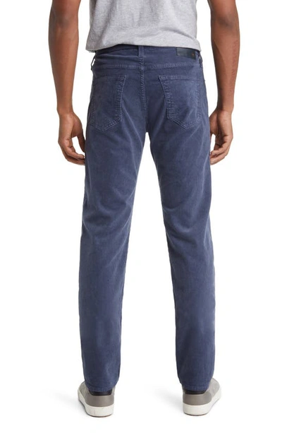 Ag Slim Straight Leg Herringbone Pants In Sulfur Blue Note