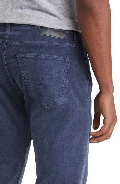 Ag Slim Straight Leg Herringbone Pants In Sulfur Blue Note