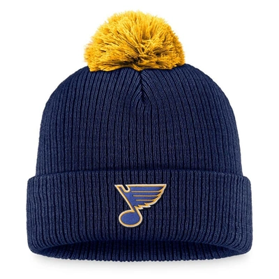 Shop Fanatics Branded Navy St. Louis Blues Team Cuffed Knit Hat With Pom