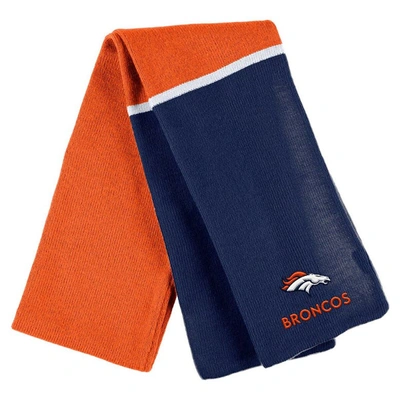 Shop Wear By Erin Andrews Orange Denver Broncos Colorblock Cuffed Knit Hat With Pom And Scarf Set