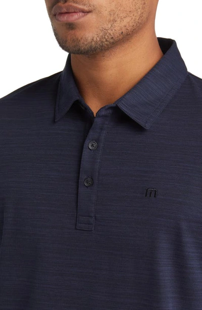 Shop Travismathew Herondale Long Sleeve Cotton Blend Polo Shirt In Total Eclipse / Black