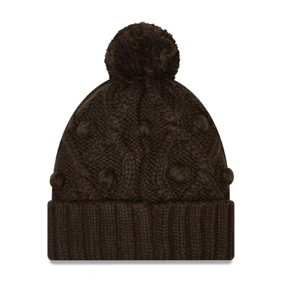 Shop New Era Girls Youth  Brown Cleveland Browns Toasty Cuffed Knit Hat With Pom