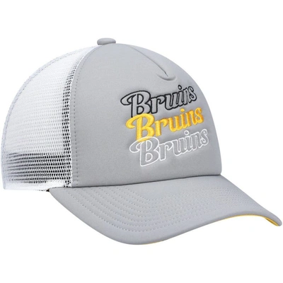 Shop Adidas Originals Adidas Gray/white Boston Bruins Foam Trucker Snapback Hat