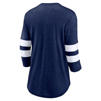 Fanatics Branded Heather Navy Colorado Avalanche Line Shift Tri-blend Three-quarter Sleeve T-shirt In Heather Navy