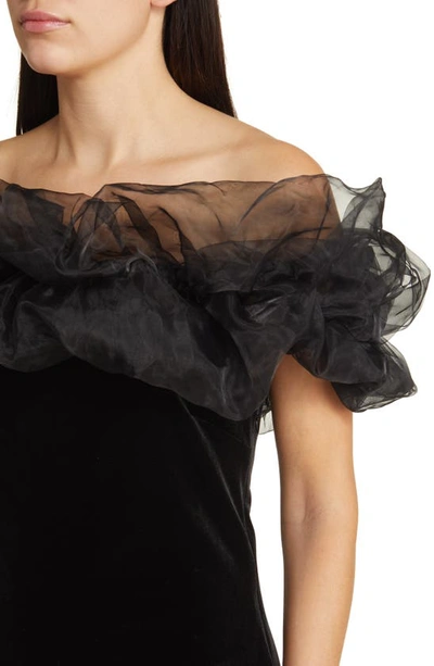 Shop Chelsea28 Off The Shoulder Organza Velvet Minidress In Black