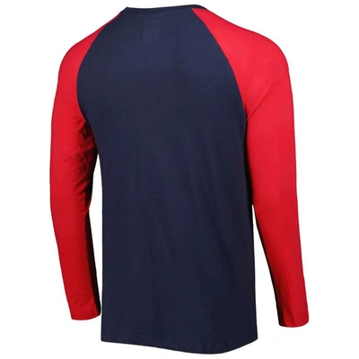 Shop New Era Navy Houston Texans Current Raglan Long Sleeve T-shirt