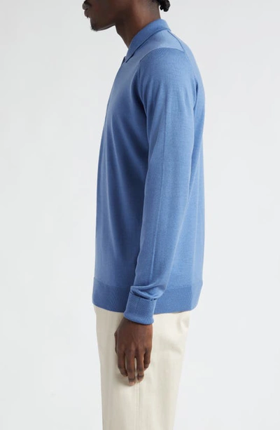 Shop John Smedley Cotswold Wool Polo Sweater In Riveira Blue
