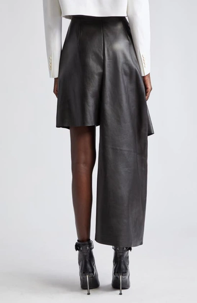 Shop Alexander Mcqueen Knot Drape Lambskin Leather Miniskirt In Black