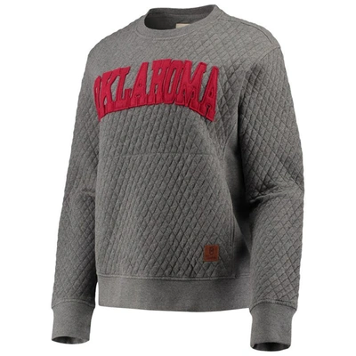 Shop Pressbox Heather Charcoal Oklahoma Sooners Moose Quilted Pullover Sweatshirt In Heather Gray