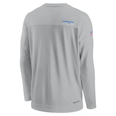 Shop Nike Gray Los Angeles Chargers Sideline Coach Chevron Lock Up Long Sleeve V-neck Performance T-shirt