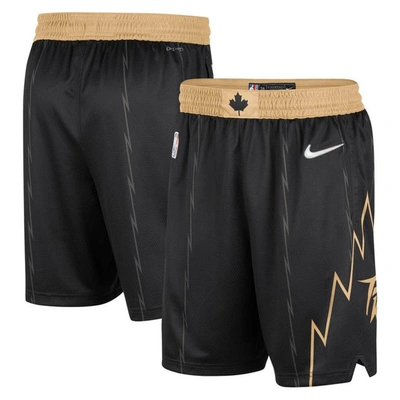 Shop Nike Black/gold Toronto Raptors 2021/22 City Edition Swingman Shorts