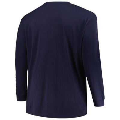 Shop Profile Navy North Carolina Tar Heels Big & Tall Two-hit Graphic Long Sleeve T-shirt