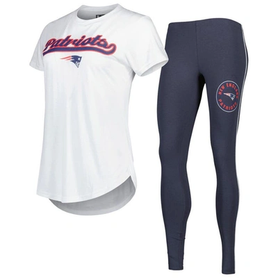 Shop Concepts Sport White/charcoal New England Patriots Sonata T-shirt & Leggings Sleep Set