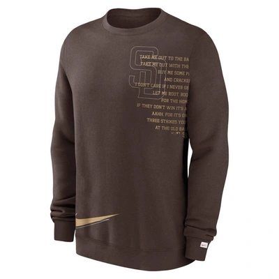Shop Nike Brown San Diego Padres Statement Ball Game Fleece Pullover Sweatshirt