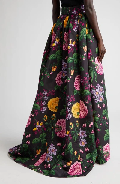 Shop Carolina Herrera Floral Faille Ballgown Skirt In Black Multi