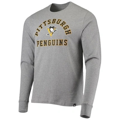 Shop 47 ' Heathered Gray Pittsburgh Penguins Varsity Arch Super Rival Long Sleeve T-shirt In Heather Gray